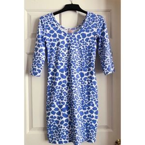 Blue Leopard Form-fitting Dress